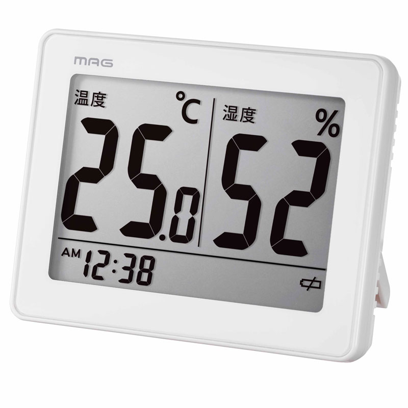 ノア精密 MAG マグ デジタル温度 湿度計 ビッグメーター 置き時計 電波
